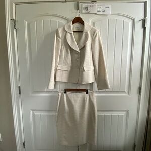 Le Suit Womens Skirt Suit Business Church Wedding Pencil Silhouette, Ivory SZ 12